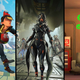 Key art for Knockout City, Warframe, and Fallout Shelter illustrates that there are a lot of good free games on Nintendo Switch.